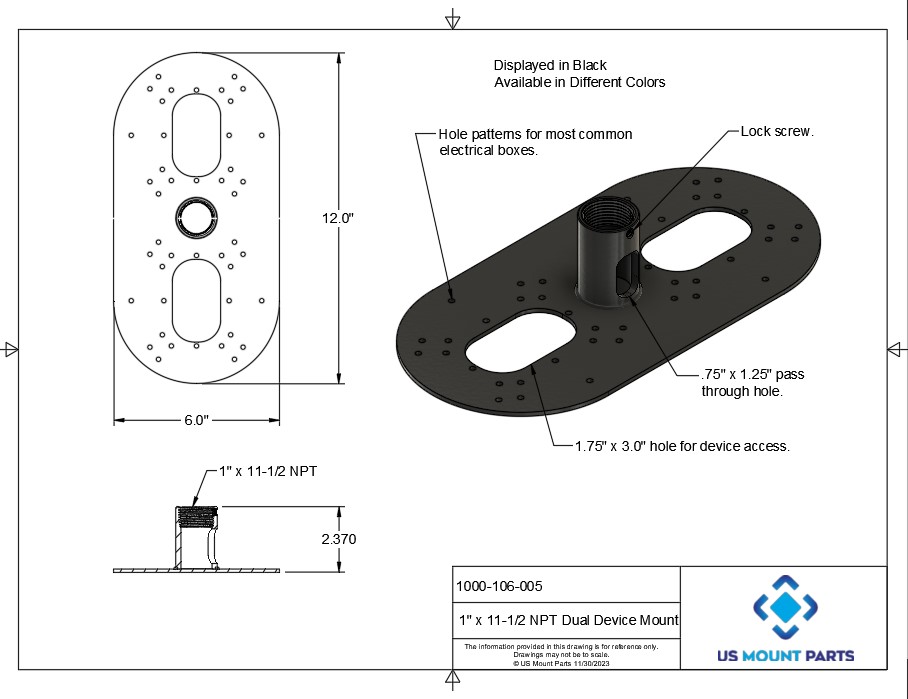 1" NPT Multi PoE Camera Mount